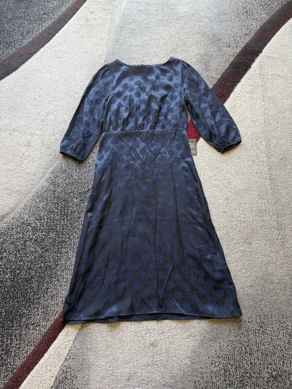 Express Navy Polka Dot Satin Midi Dress
